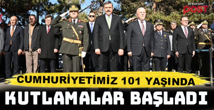 Cumhuriyet Bayramı kutlamaları çelenk sunumu ile başladı