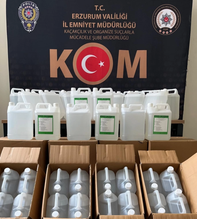 Erzurum'da 350 litre sahte alkol ele geçirildi