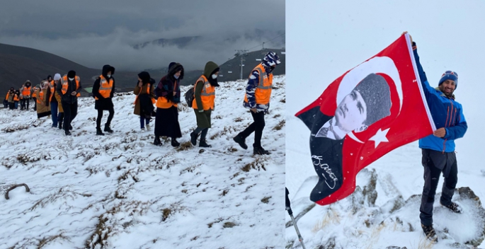 Palandöken'in zirvesinde coşkulu kutlama