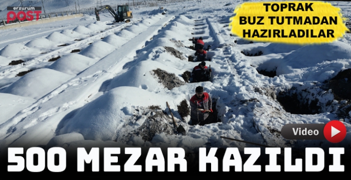 Toprağın buz tuttuğu Erzurum'da şimdiden 500 mezar kazıldı